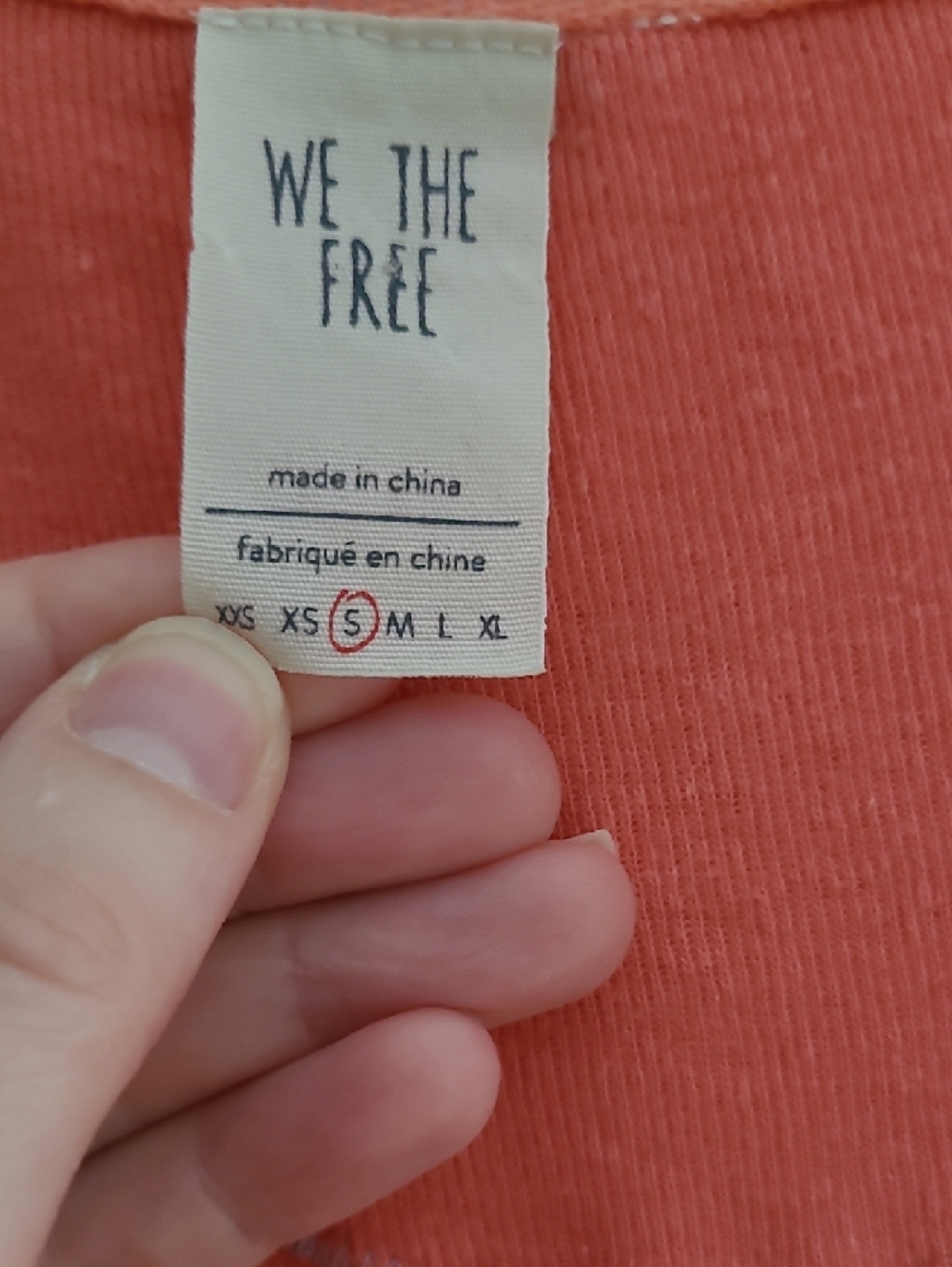 WE THE FREE Coral-Orange Sharkbite Hem Henley Heather Gray Sleeves Oversized EUC - Picture 6 of 10